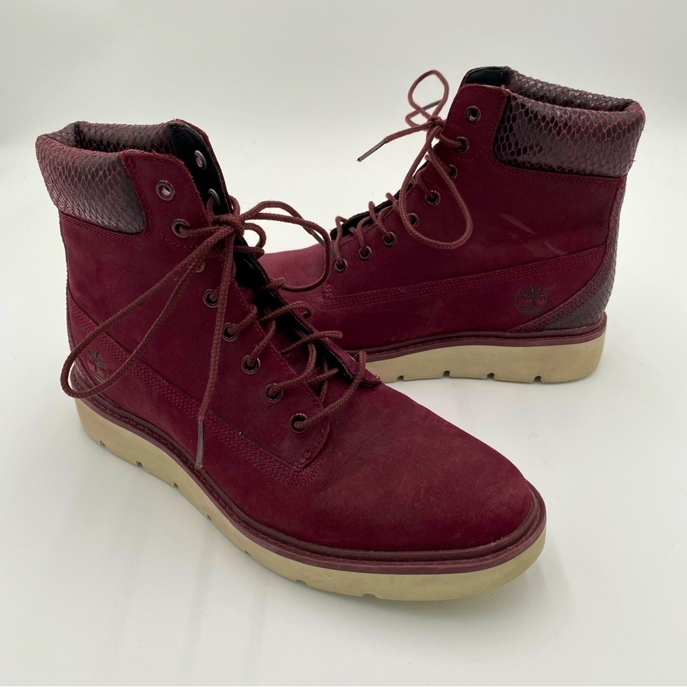 Timberland Women's Kenniston Leather 6 Inch Full Lace Up Boots Shoes Burgundy 7